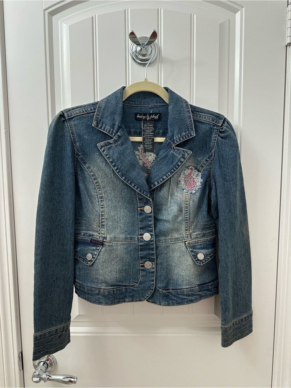 Y2K Baby Phat Blue Denim Embroidered Blazer Jacket
